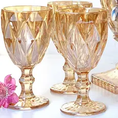 Conjunto Jogos de Taças de Vidro Âmbar Diamond 325 ML 6 peças