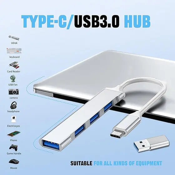 Multiple USB HUB Converter 4 in 1 USB Splitter 4 Ports Docking Station Data USB 3.0 Hub OTG Adapter