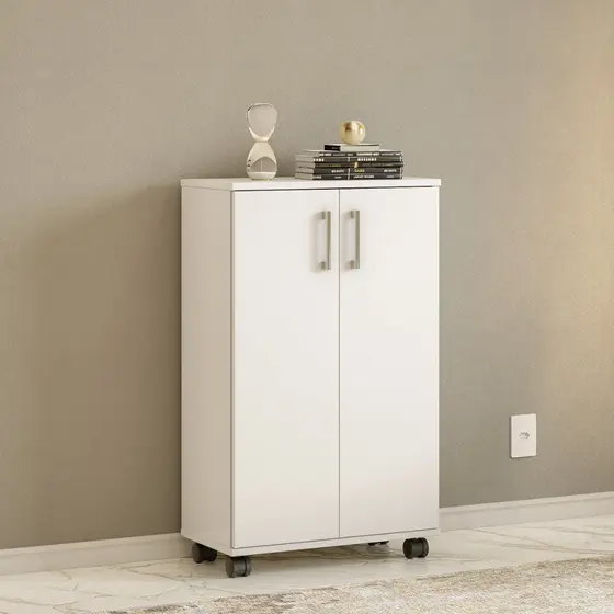 Armário Multiuso 96cm com Rodas 2 Portas | Lavanderia/Cozinha/Quarto | FULL