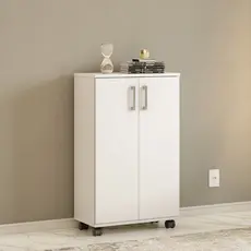 Armário Multiuso 96cm com Rodas 2 Portas | Lavanderia/Cozinha/Quarto | FULL