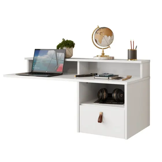 Escrivaninha Suspensa Maxi 80cm com Gaveta Nichos | Home Office/Notebook | FULL