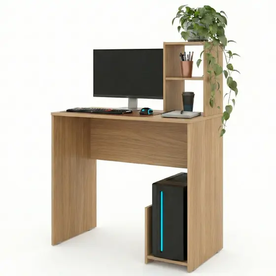 Escrivaninha Nina Mesa Computador Notebook Home Office Estudo Quarto Nicho Prateleira Mega Chicó