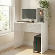 Mesa Escrivaninha Com Torre Nina Estante Nichos Para Computador Quarto Home Office Moderna