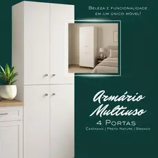 Armário Multiuso Parede 4 Portas 184cm | Suspenso ou com Pés | Área de Serviço/Cozinha