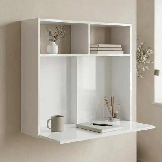 Escrivaninha Suspensa Parede Job Com Nichos Home Office Estudo Quarto Notebook