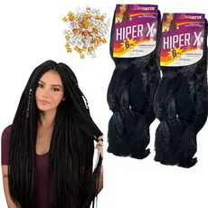 Kit 2 unidades de Jumbos Hiper X para trança + Aneis de Dread Colorido