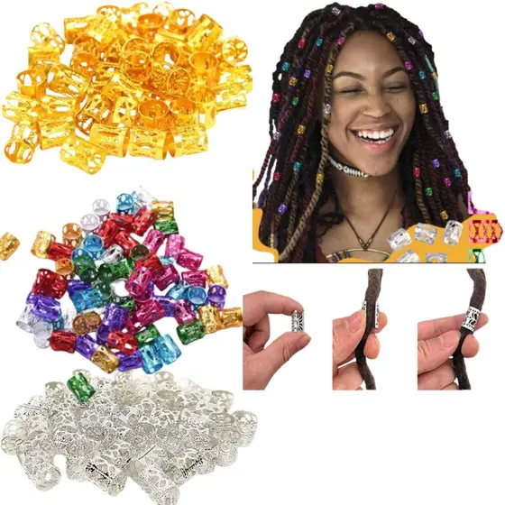 Anéis Para tranças de Cabelo 50unidades