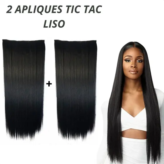 Kit 2 Apliques Tic Tac Idêntico Ao Humano Extensão De Cabelo Envio Rápido
