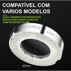 Lâmpada De Anel Led Para Microscópio Luowei Lw-ls01