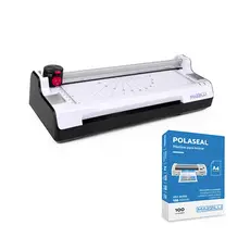 Kit Plastificadora Laminadora A4 A5 A6 127v Quente e Frio com 100 Plásticos Polaseal 125 Micras