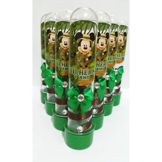 Tubete Decorado Personalizado Mouse Safari 10 Unidades