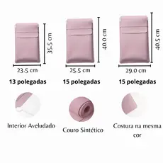 Luvas Pasta Capa Case Para Notebook Couro Rosa Clarinho Rose 13, 15,6 e 17