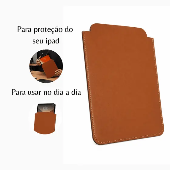 Case Capa Para Ipad Tablet Couro Ecológico Caramelo
