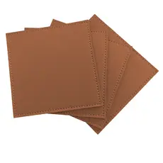 Kit Porta Apoio de Copo Bolacha em Couro Sintético Caramelo