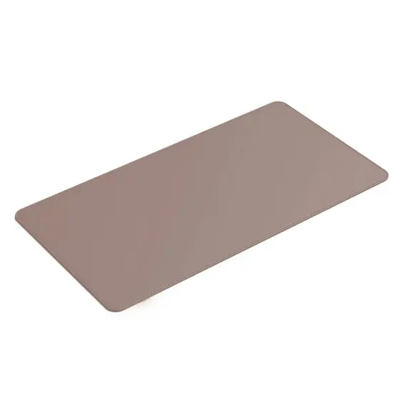 Mouse Pad Grande Couro Ecológico Bege Escuro Feltro Costurado Básico