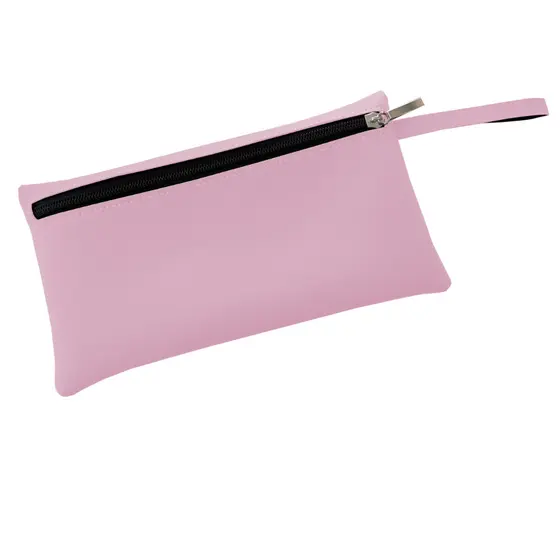 Bolsa Nécessaire de Mão Organizadora em Couro Sintético Rosa Claro