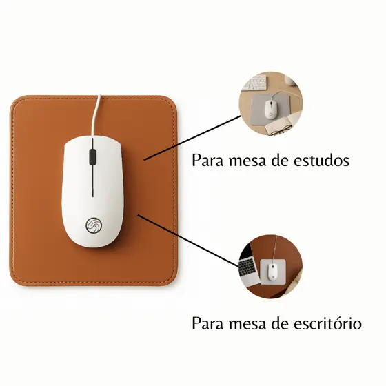 Mouse Pad Pequeno Couro Sintético Ecológico Caramelo