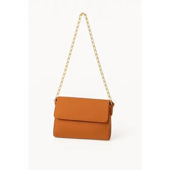 Bolsa Feminina de Ombro Caramelo com alça de Corrente