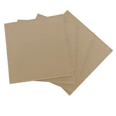 Kit Porta Apoio de Copo Bolacha em Couro Sintético Bege Claro