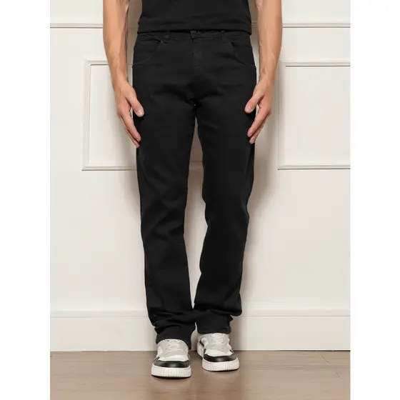 Calça Preta Masculina Jeans Tradicional Slim Premium