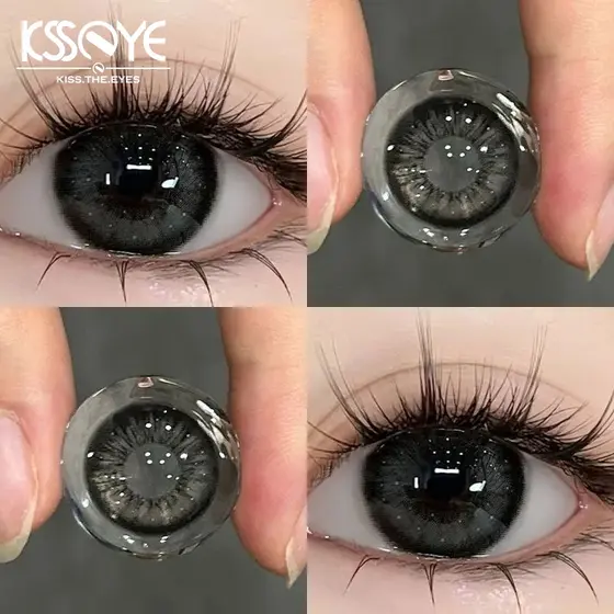 (COD) Lente De Contato KSSEYE Um Par De Lentes Coloridas Diâmetro 14,5mm Conteúdo De Água 40 % Curto-1,00 A-8,00 Olho Grande Com Pó De Ouro Brilho Fino