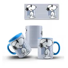 Caneca Snoopy de Porcelana Azul COM NOME - Vários modelos