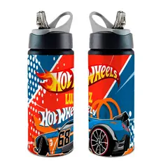 Garrafa Squeeze HotWheels COM NOME OFERTA Com Alça e Bico Retrátil 600 ML