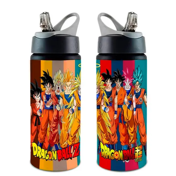 Garrafa Squeeze Dragon Ball COM NOME - Vários Modelos Com Bico Alça e Bico Retrátil 600 ML