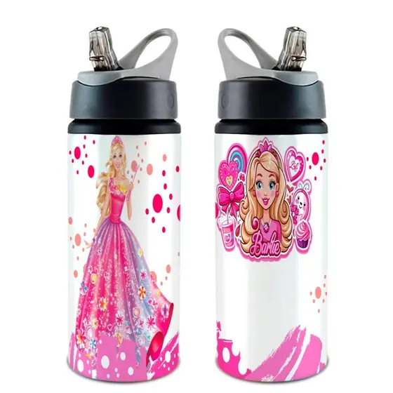 Garrafa/Squeeze Princesas Disney COM NOME - Vários Modelos Com Alça e Bico Rétratil 600ML