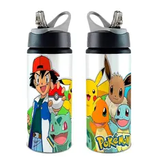 Garrafa/Squeeze Pokemon COM NOME - Vários Modelos Com Alça e Bico Retrátil 600 ML