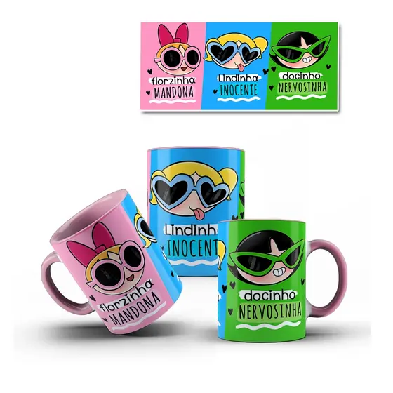 Caneca Rosa As Meninas Super Poderosas COM NOME - Vários Modelos