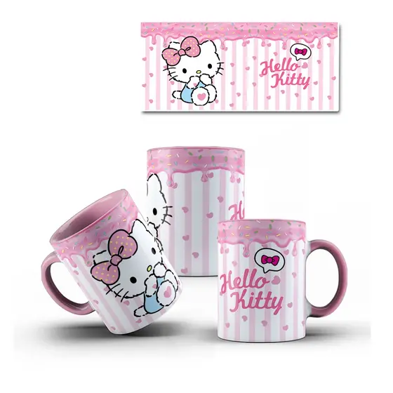 Caneca Rosa Hello Kitty COM NOME - Vários Modelos