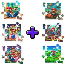 Kit 6 Quebra-cabeças Mdf Infantil Super Mario - 16 Peças Cada Vários Modelos