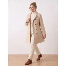 Sobretudo Feminino Plus Size Casaco Longo Lã Batida Gola Transpassada Elegante