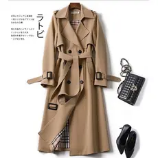Médio Longo Cáqui trench coat Feminino Outono Inverno Manga Comprida Duplo breasted Blusão Casacos Casuais