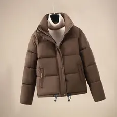 Casaco Acolchoado De Algodão Grosso Feminino Inverno Solto Gola Zíper Puffer Jaqueta Feminina Casual Sólido Parkas Outwe