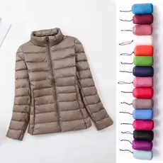 Plus Size Luz Para Baixo Jaqueta Feminina Pano Interno Outono Inverno Fino Curto Gola Quente Pato Branco Casaco Feminino