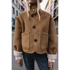 Moda Feminina Jaqueta De Camurça Outono Inverno Dupla Face Casaco De Lã De Cordeiro Feminino Casual Espessamento Outwear