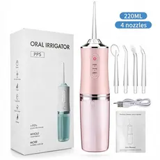 Irrigador Oral Portátil Limpeza Profunda Jato de Água Elétrico + 4 Bicos Substituíveis Recarregável