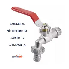 Torneira de Jardim 1/2" com Bico para Mangueira – Corpo Metálico e Cabo Emborrachado