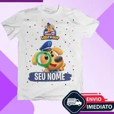 Camiseta Infantil Detetive Labrador com Nome Poliéster Dobie Papillon