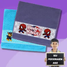 Kit 2 Toalhinhas Personalizada De Personagem Infantil