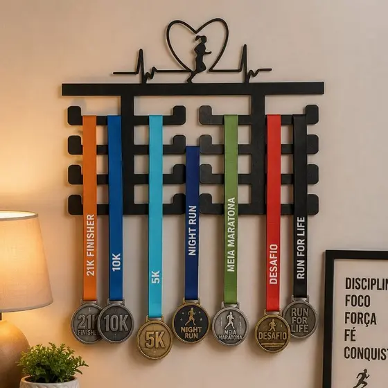 Porta Medalhas Esporte Corrida Futebol Bicicleta Troféus Decorativo Suporte Vazado 3D