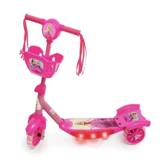 Patinete Infantil Menina 3 Rodas Rosa Lançamento Musical e Luzes