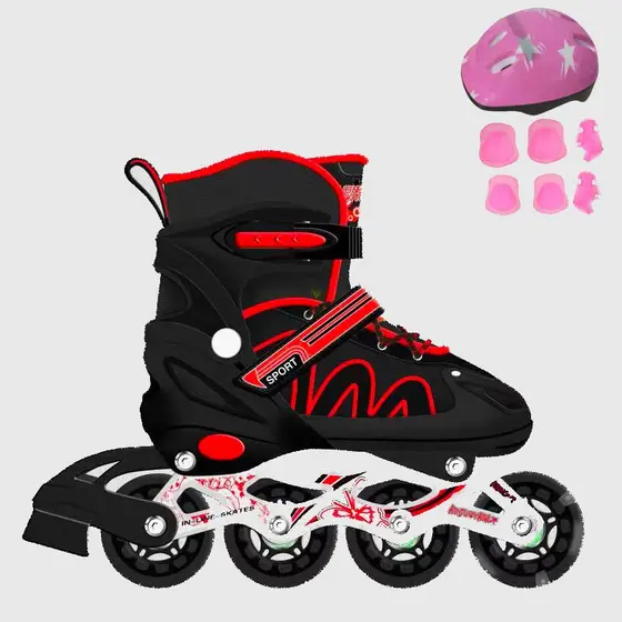 Patins Roller Inline Reta Infantil Menina De 4 Rodas Ajustável Com Proteção Patins Menino Promoção