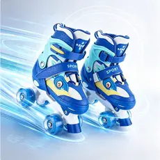 Patins Azul Dinossauro Para Meninos De 4 Rodas Com Led Patins Quad Infantil Ajustavel Promocao