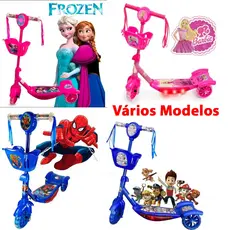 Patinete Infantil Homen aranha De 3 Rodas Com Musica Com Cesta E Luz Promoção