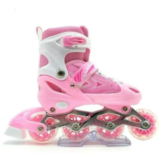 Patins Roller Infantil Inline 4 Rodas Reto Menina Rosa Patins Presente Dia Dos Criancas