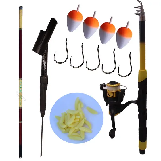Em Promoção Kit Pesca Com Vara Telescópica De Mão, Vara Molinete, Apoio e Apetrechos