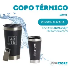 Copo Térmico 500ml com Abridor Personalizado, logo Profissões e desenhos